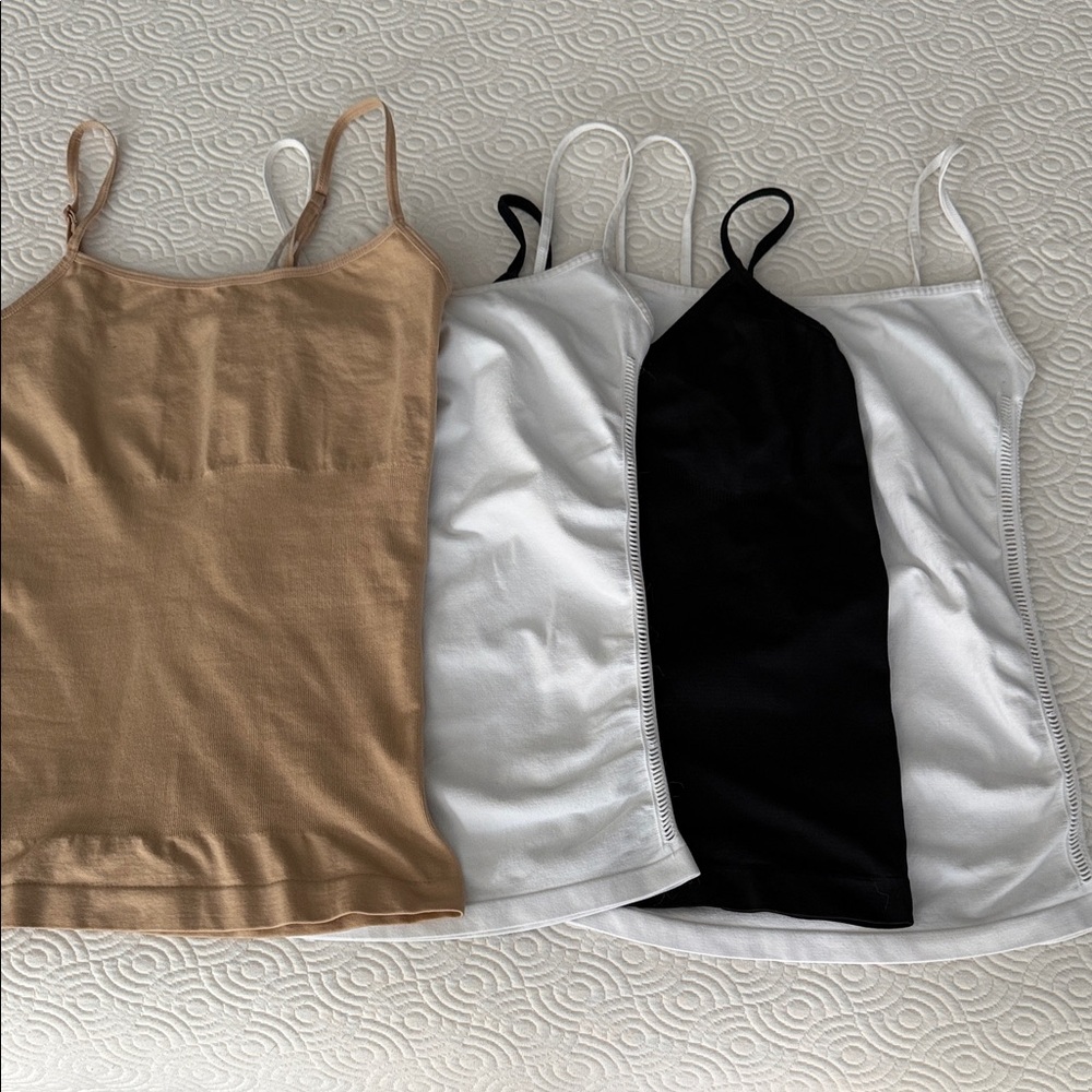 Spaghetti Strap Cami Tank Top - Black, White, Tan